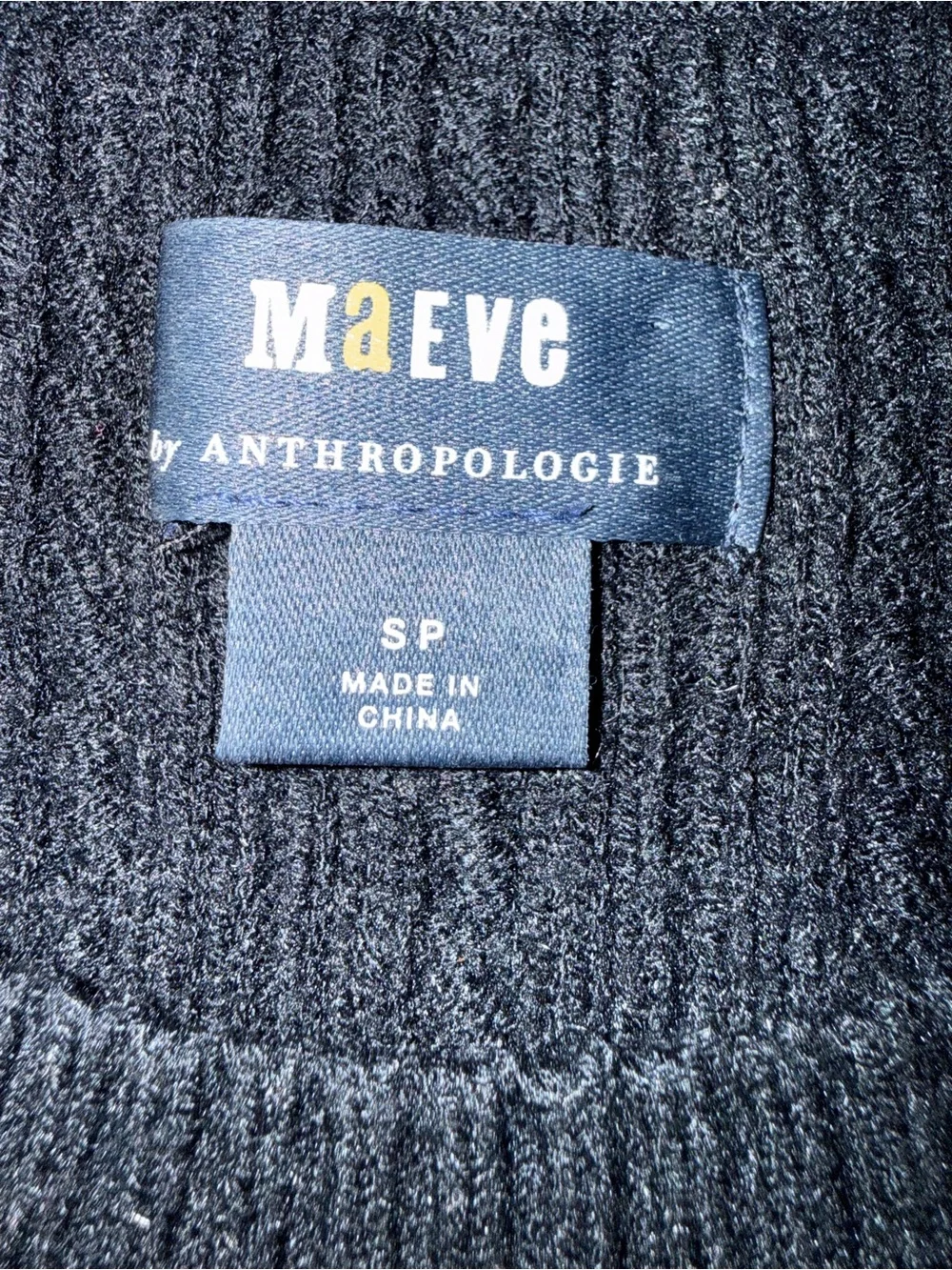 Maeve Anthropologie Women's Black Sheer Striped Puff Sleeve Cable Sweater SP